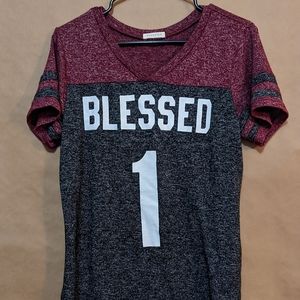 Occasion red and gray blessed 1 shirt